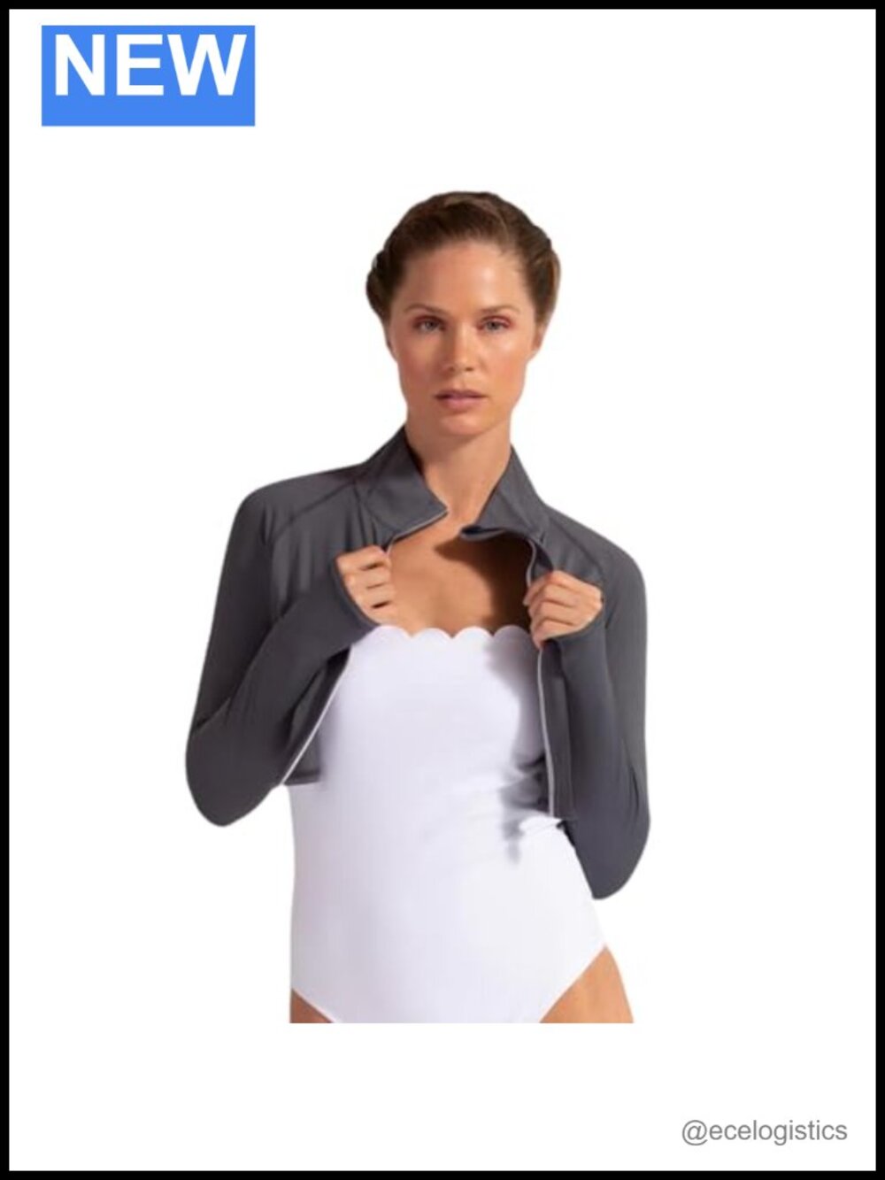 UPF 50+ Full Zip Crop Jacket Active Athletic Short Sleeve Lightweight High